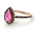 Pear Shaped Halo Pink Moissanite Ring - Janet No. 805