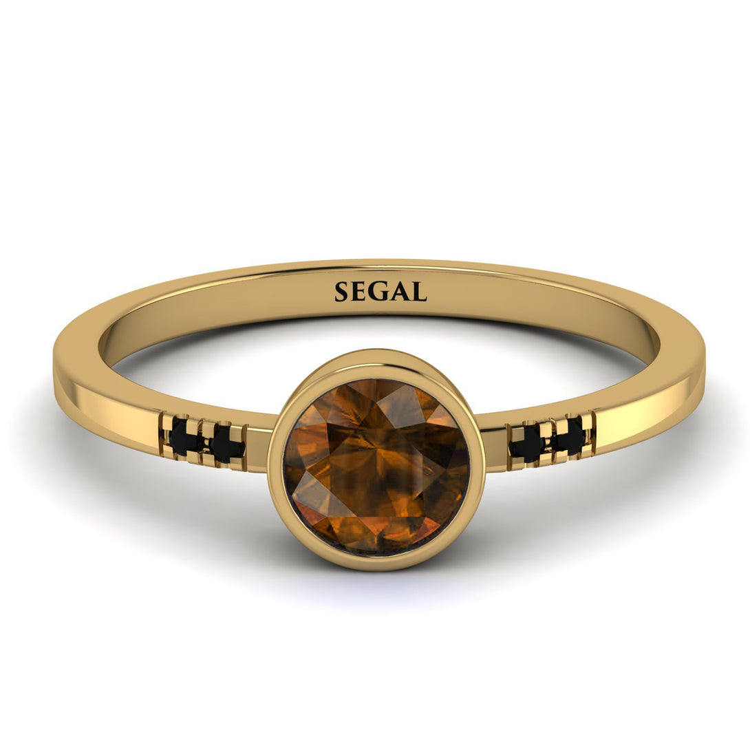 Bezel Minimalist Brown Diamond Ring - Kinsley No. 1104