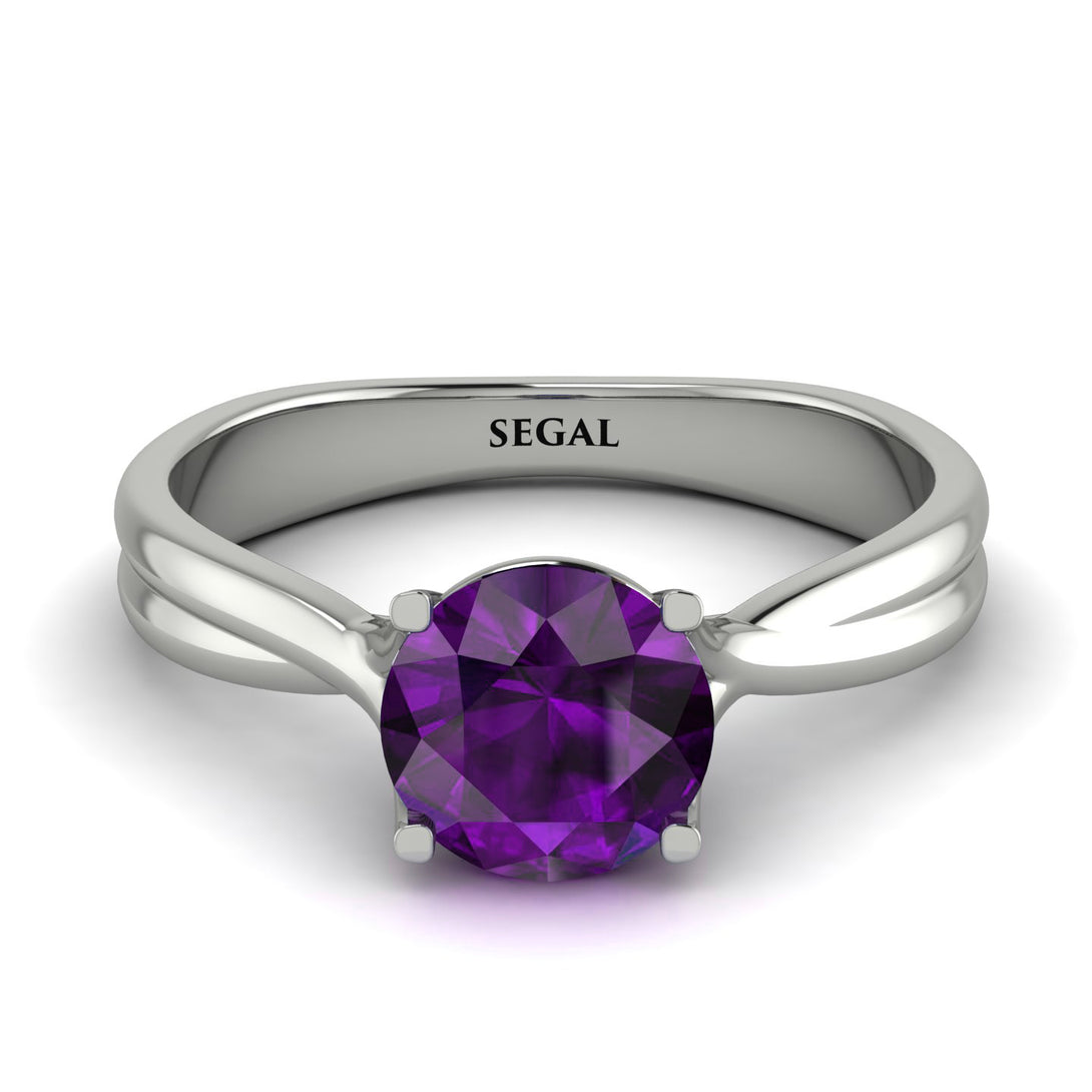 Solitaire Twist Shank Amethyst Ring - Eleanor No. 303