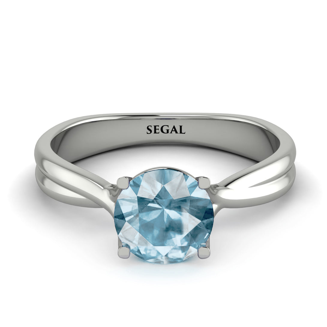 Solitaire Twist Shank Aquamarine Ring - Eleanor No. 403