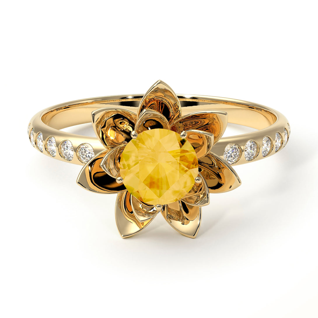 Lotus Flower Citrine ring - Lotus no. 601