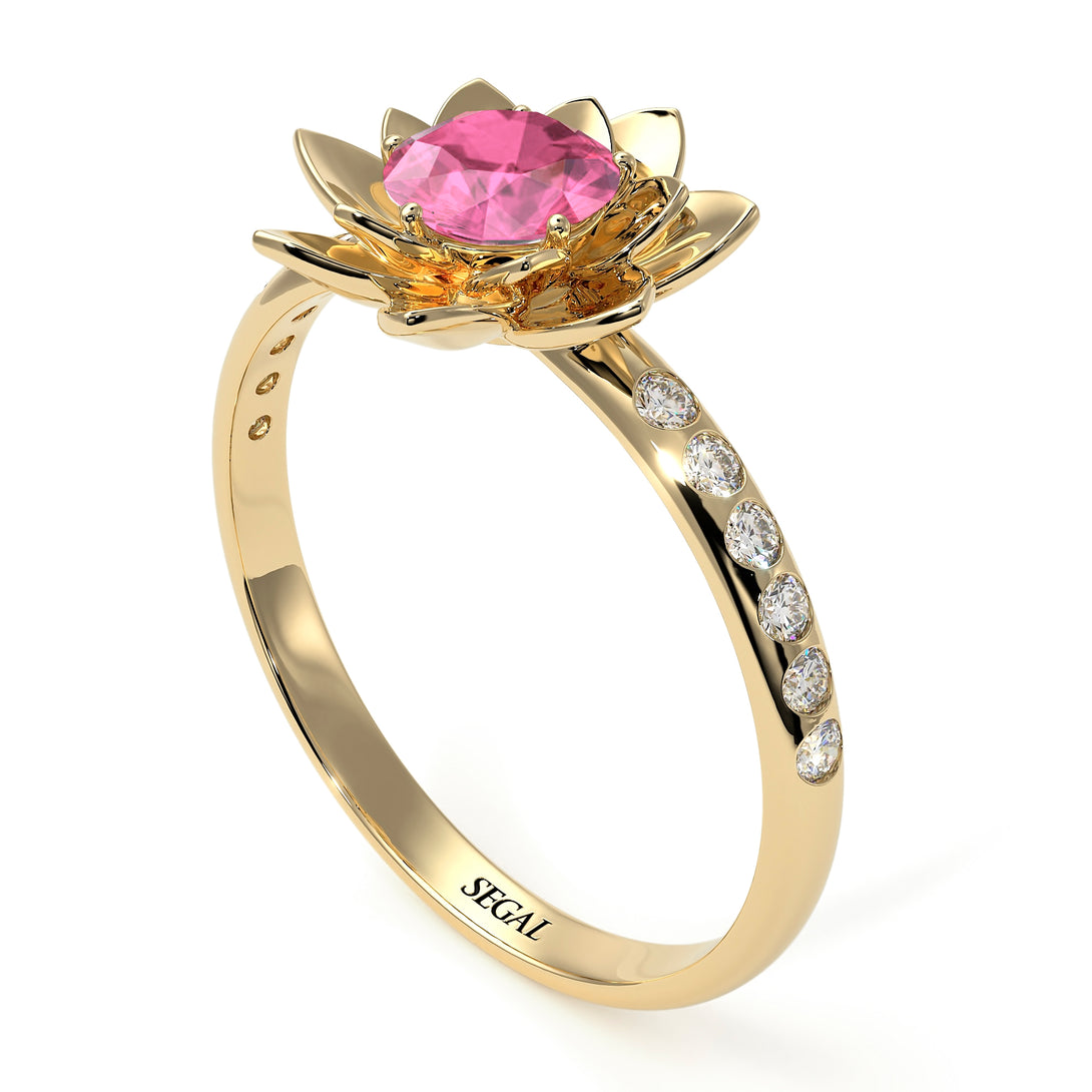 Lotus Flower Pink Moissanite ring - Lotus no. 801