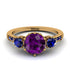 Vintage 3 Stones Amethyst Ring With Micro Pave - Luna No. 310