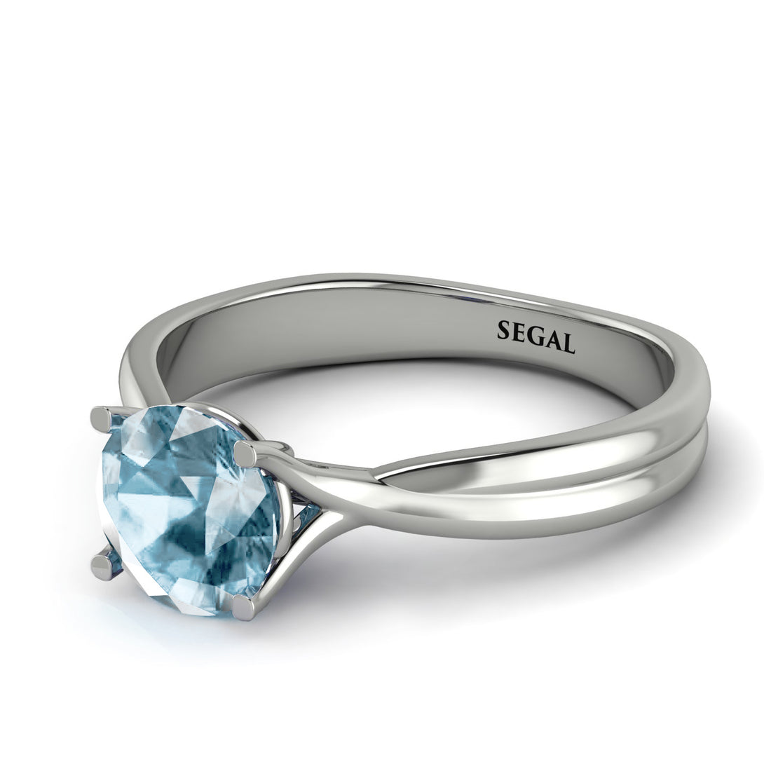 Solitaire Twist Shank Aquamarine Ring - Eleanor No. 403