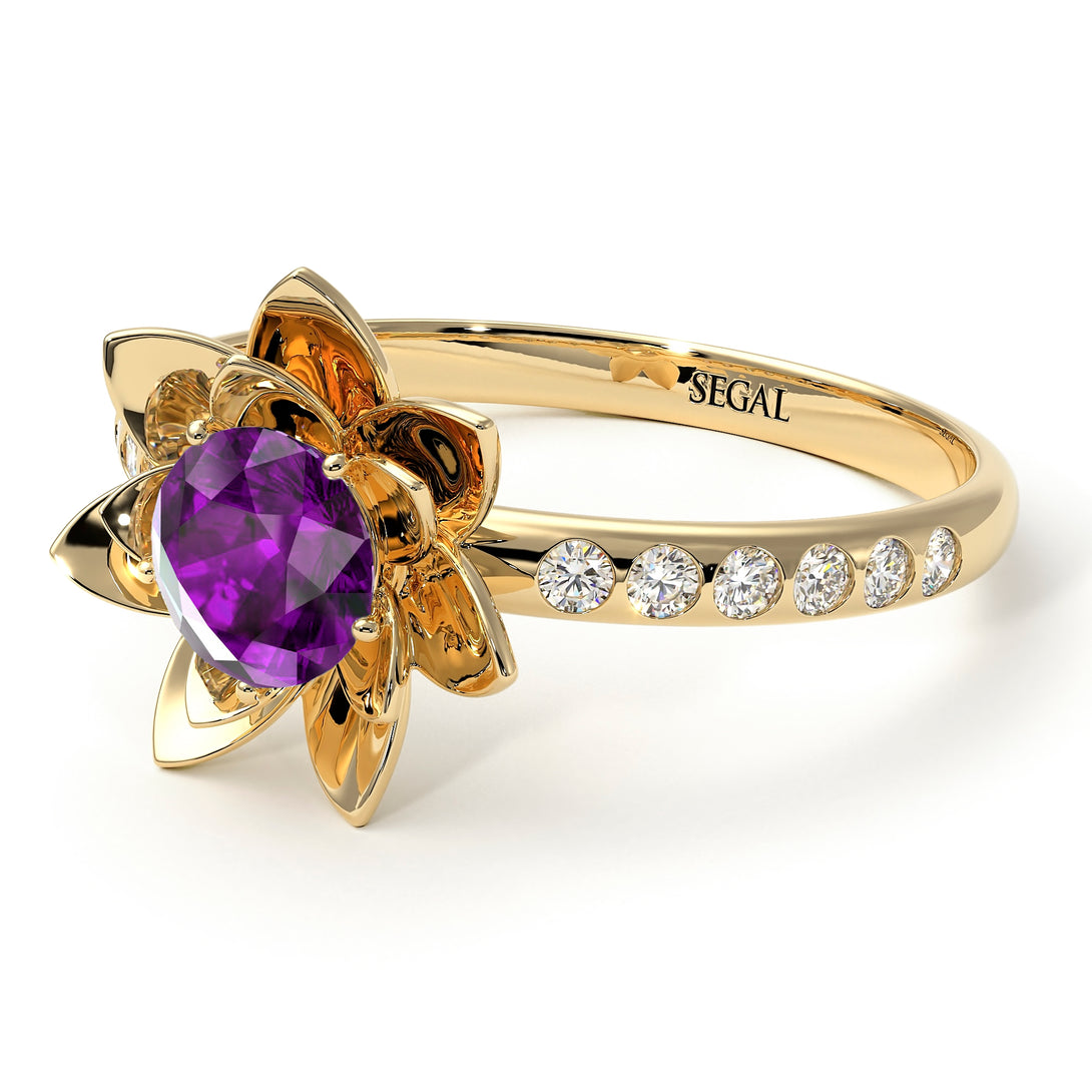 Lotus Flower Amethyst ring - Lotus no. 301