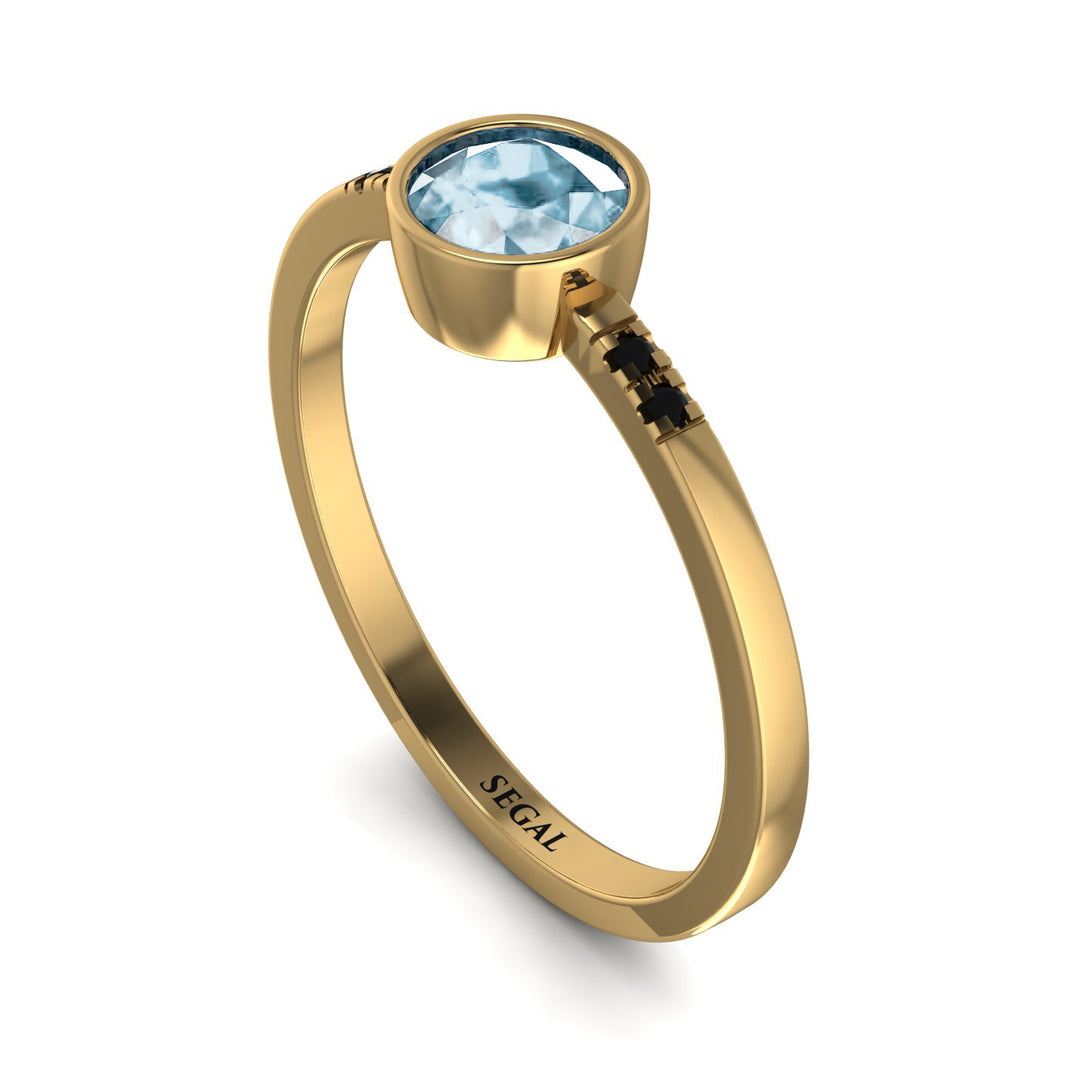 Bezel Minimalist Aquamarine Ring - Kinsley No. 404