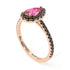 Pear Shaped Halo Pink Moissanite Ring - Janet No. 805