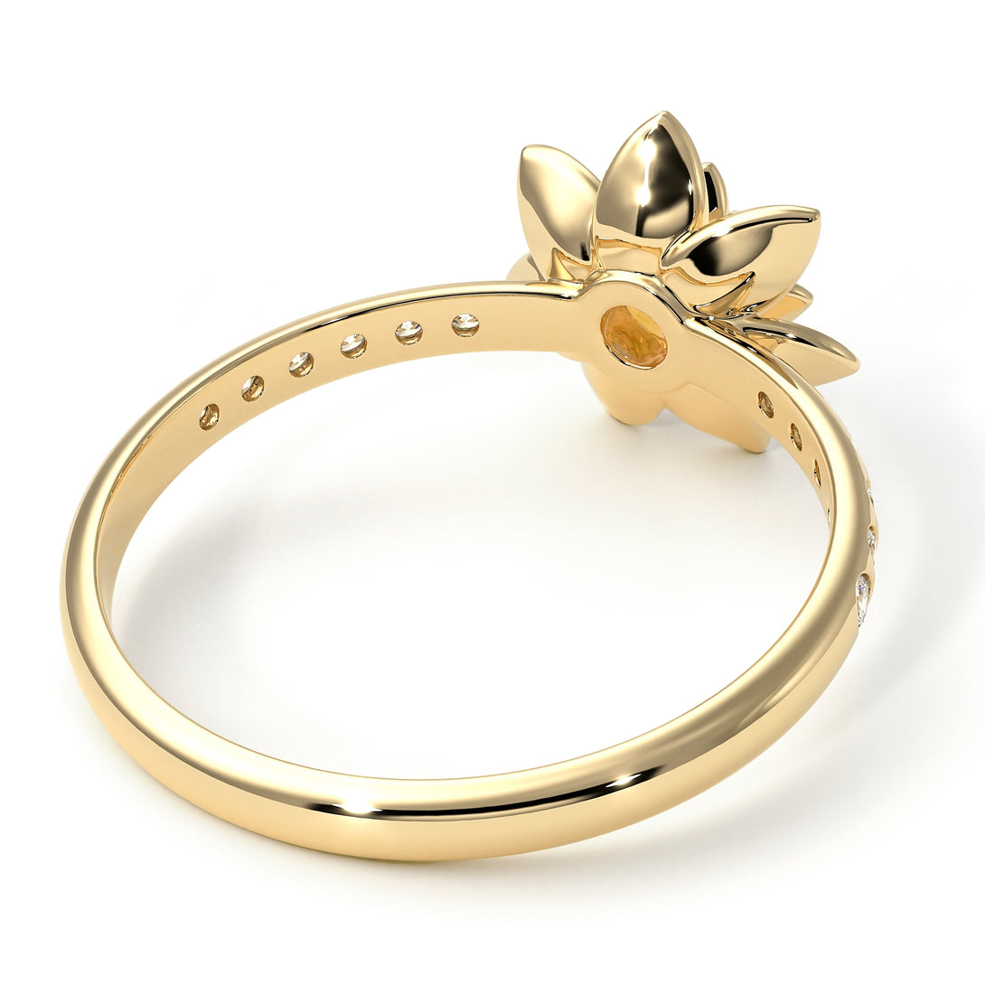 Lotus Flower Citrine ring - Lotus no. 601