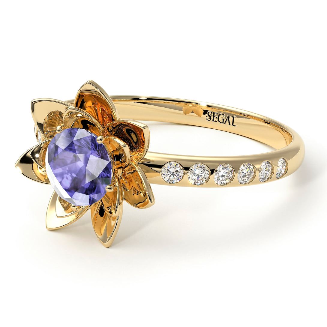 Lotus Flower Tanzanite ring - Lotus no. 201