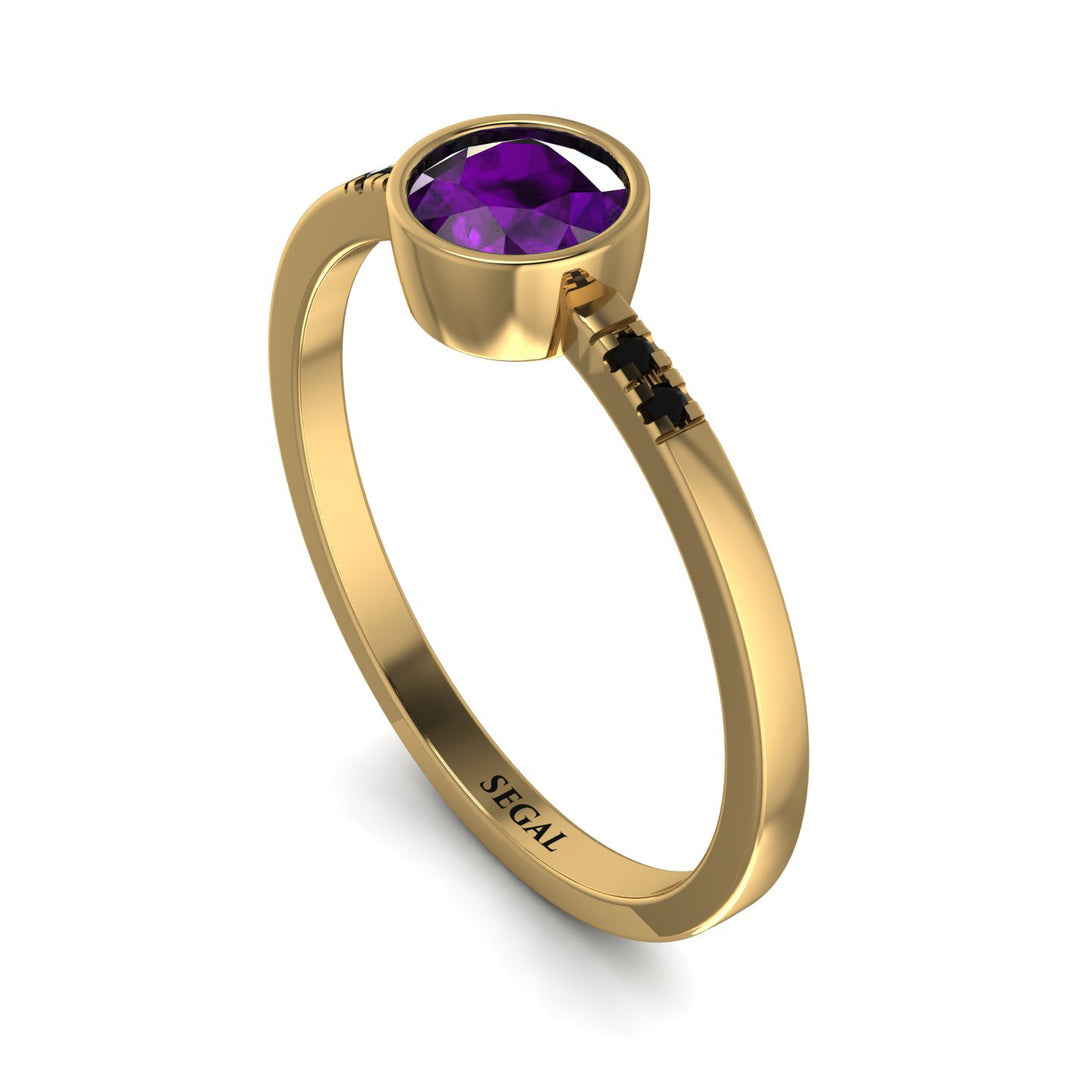 Bezel Minimalist Amethyst Ring - Kinsley No. 304