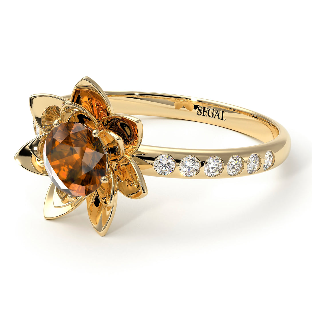 Lotus Flower Brown Diamond ring - Lotus no. 1101