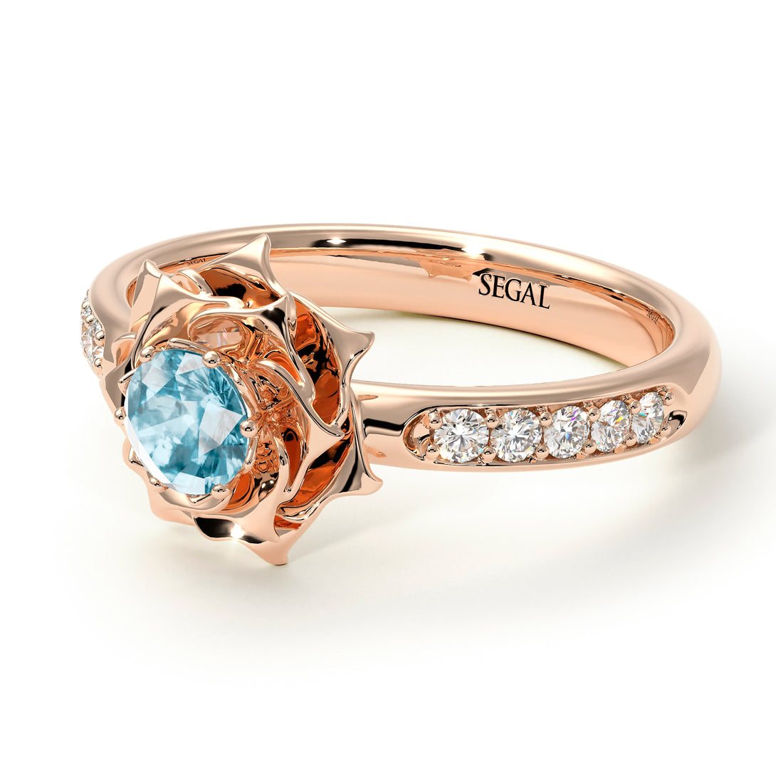 A lady's Rose Aquamarine Ring- Elena no. 402