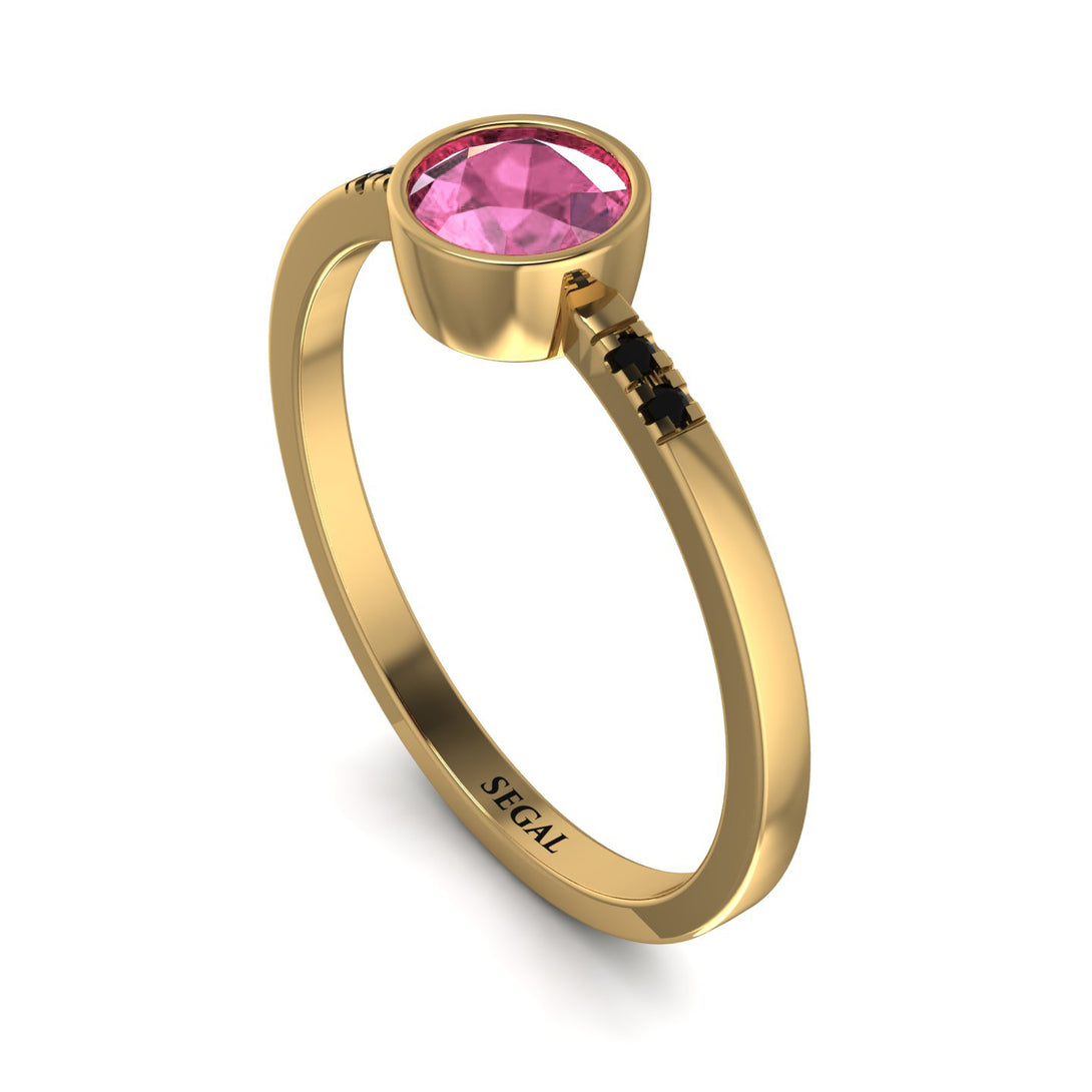 Bezel Minimalist Pink Moissanite Ring - Kinsley No. 804