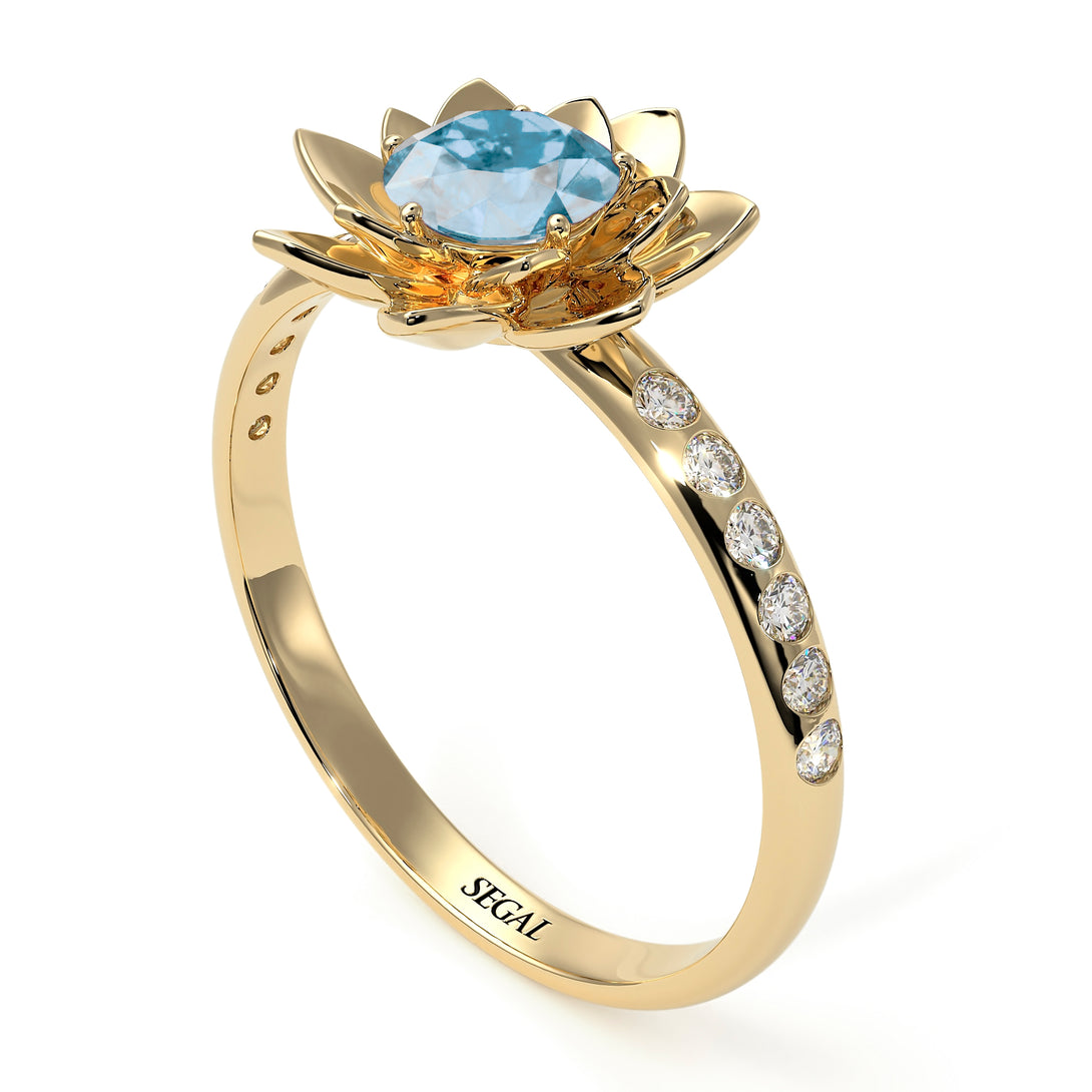 Lotus Flower Aquamarine ring - Lotus no. 401