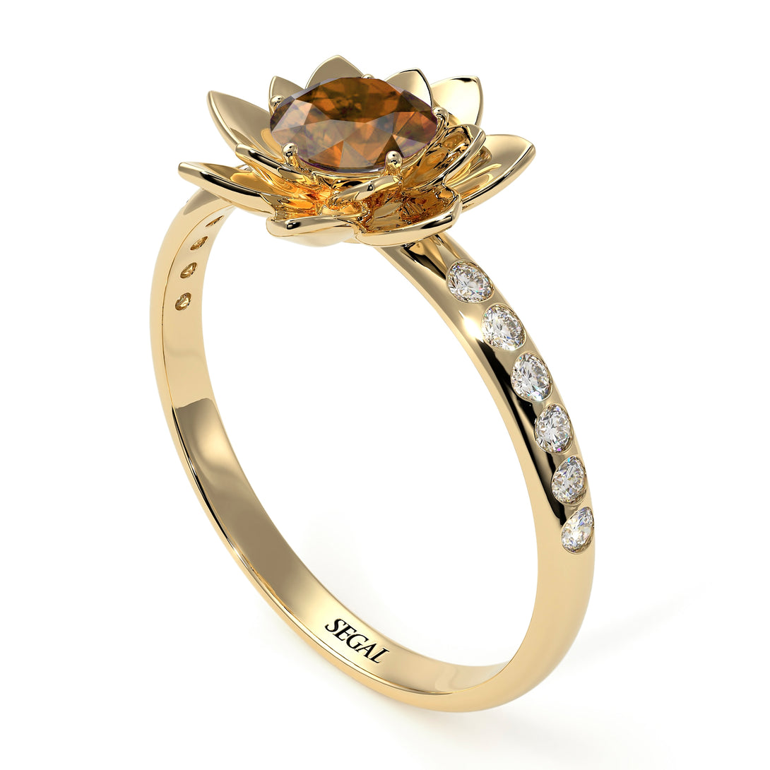 Lotus Flower Brown Diamond ring - Lotus no. 1101