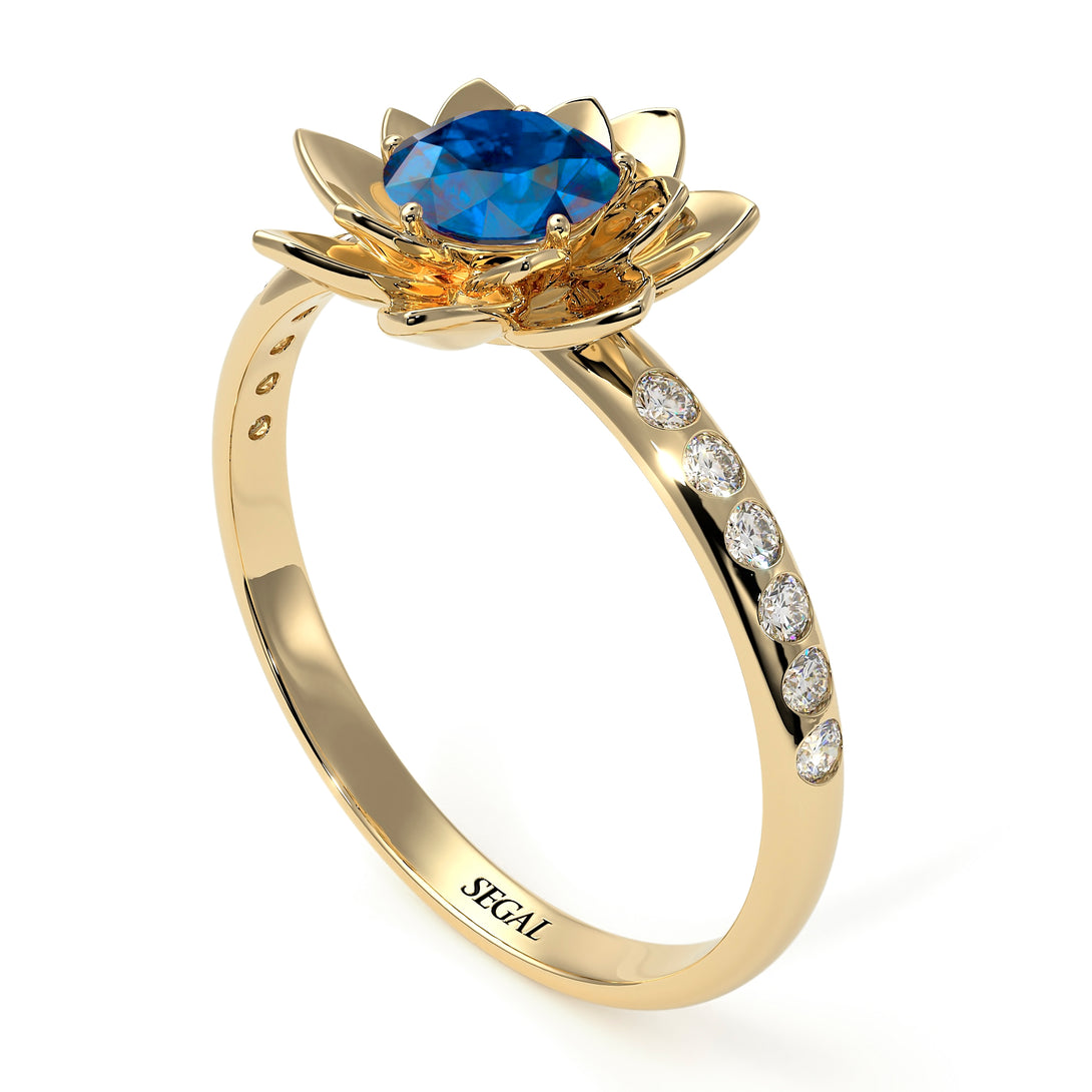 Lotus Flower Blue Topaz ring - Lotus no. 501