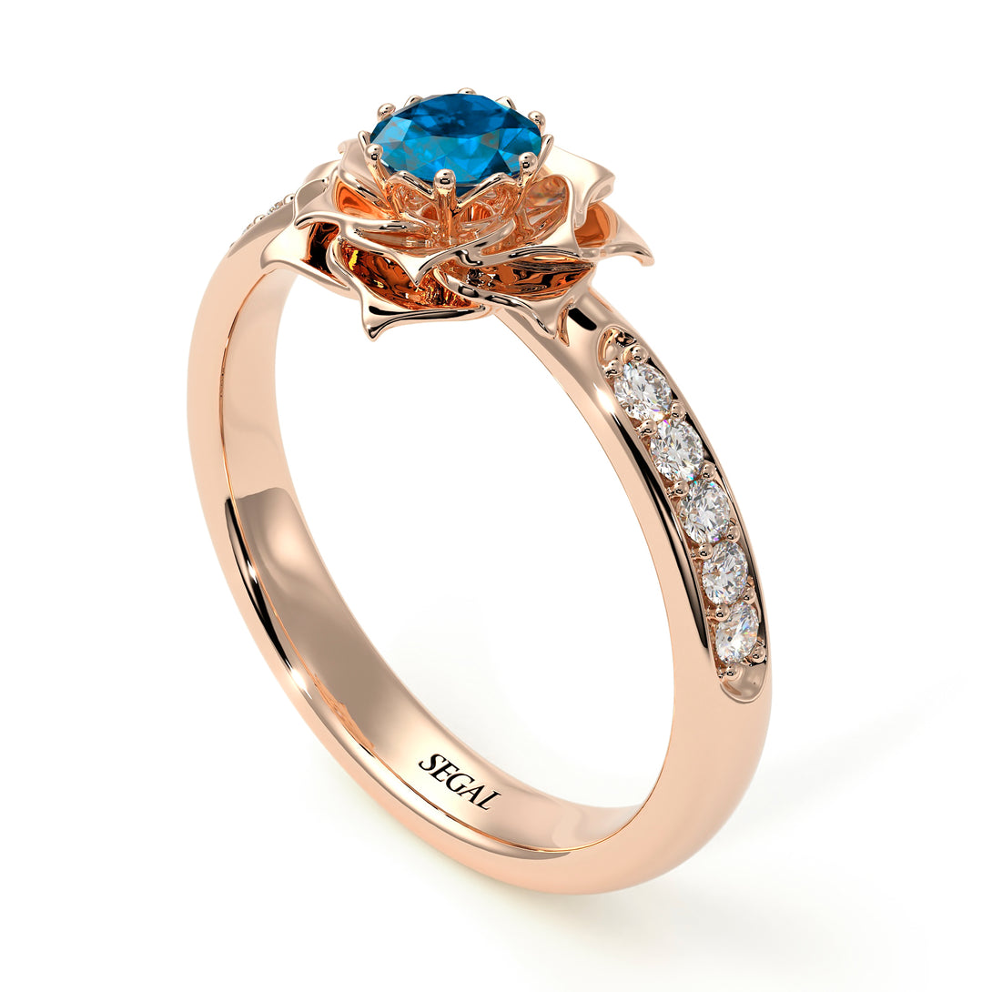A lady's Rose Blue Topaz Ring- Elena no. 502
