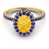 Oval Citrine Halo Hidden Sapphires Ring - Amy No. 613