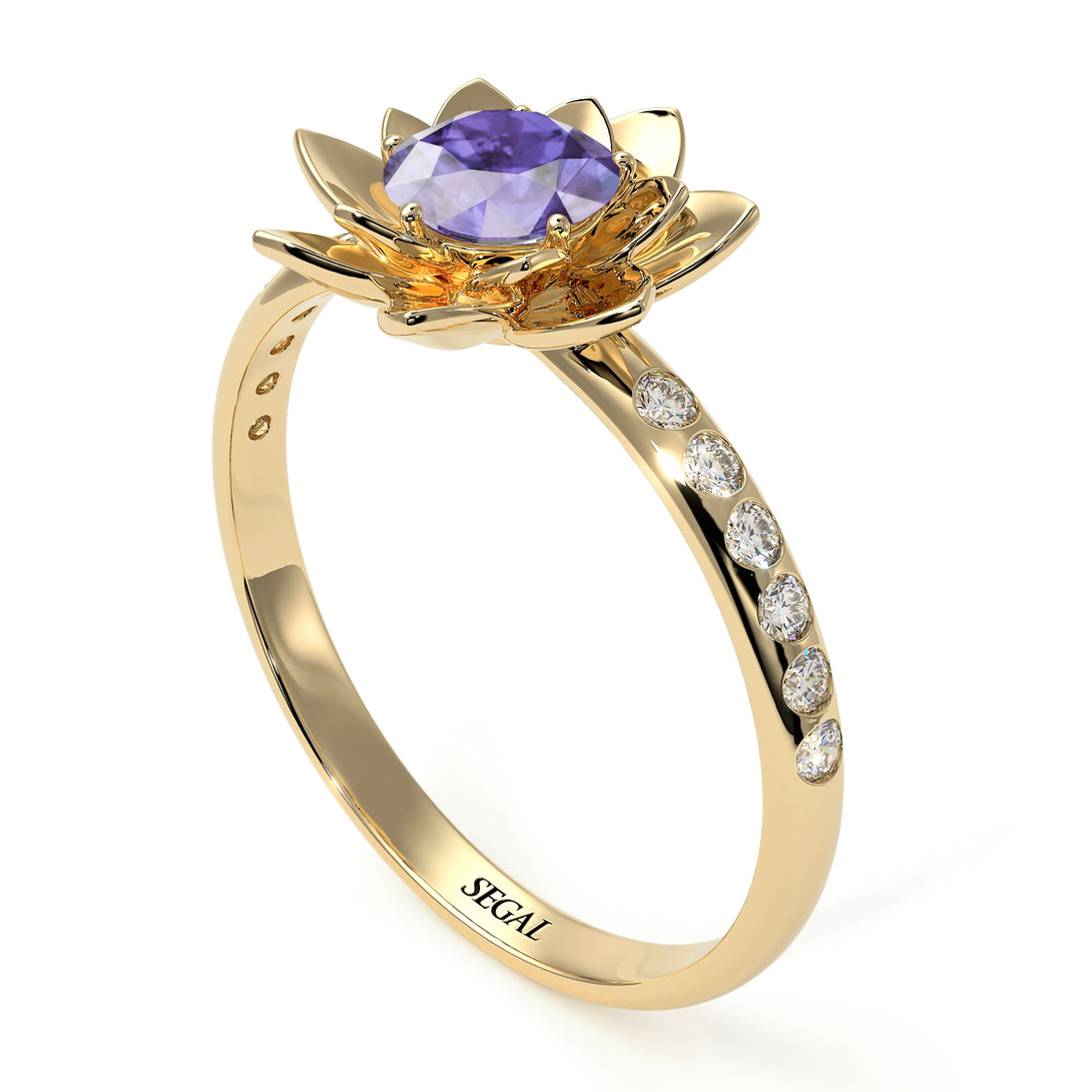 Lotus Flower Tanzanite ring - Lotus no. 201
