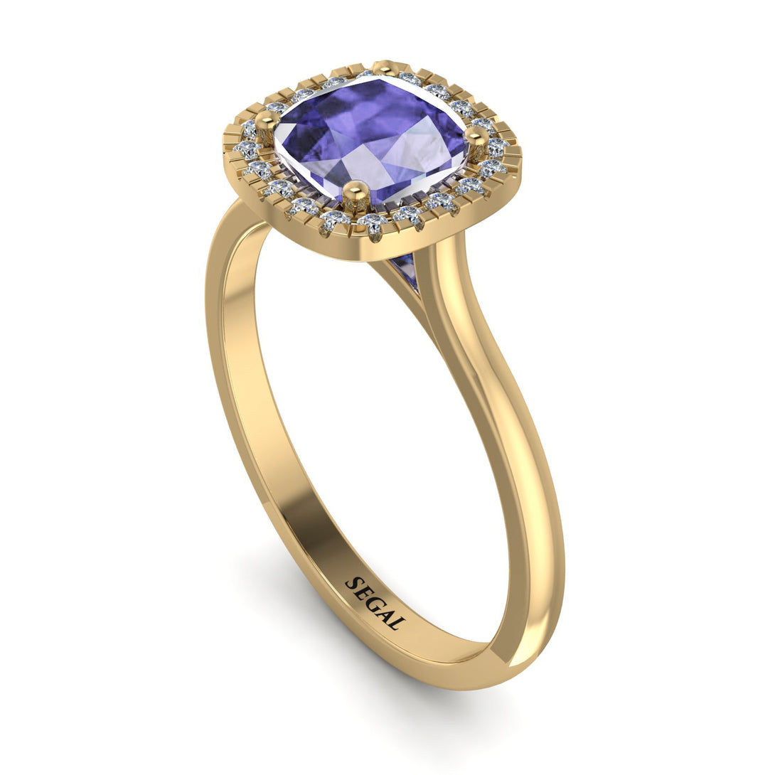 Vintage Classic Halo Cushion Tanzanite Ring - Skylar No. 201