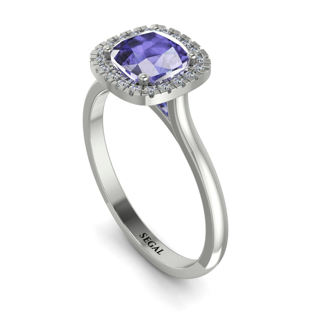 Vintage Classic Halo Cushion Tanzanite Ring - Skylar No. 203