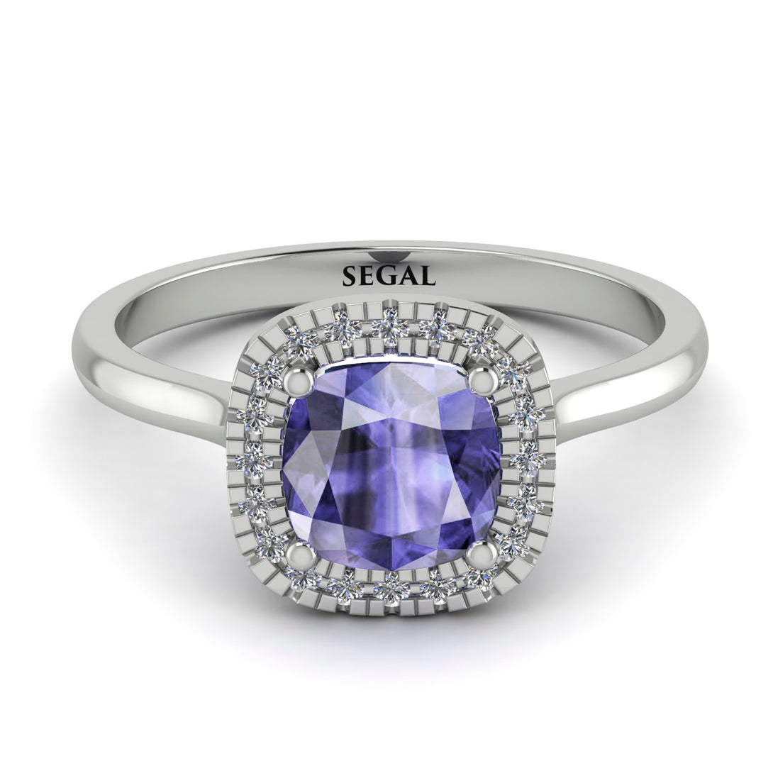 Vintage Classic Halo Cushion Tanzanite Ring - Skylar No. 203