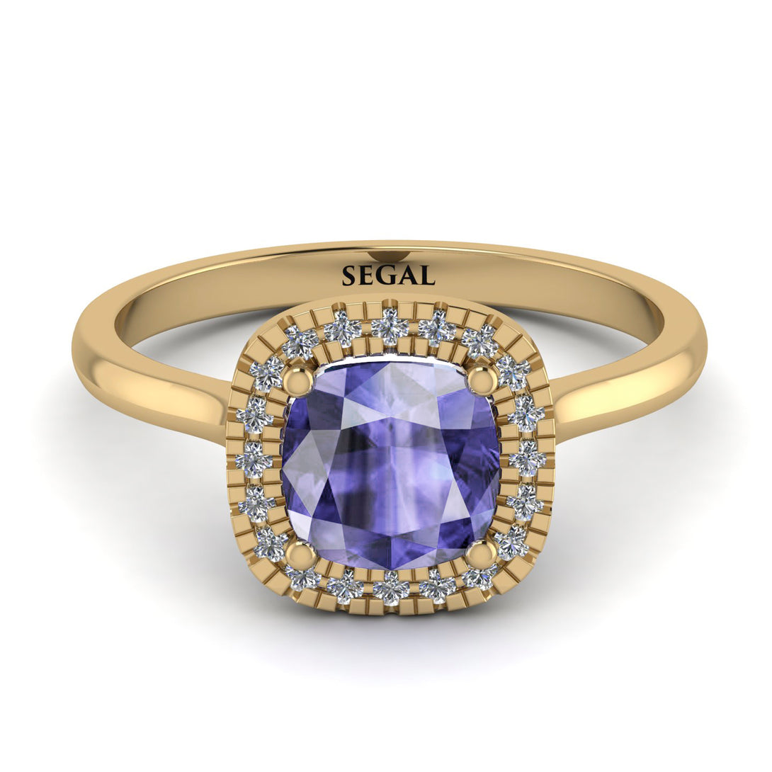 Vintage Classic Halo Cushion Tanzanite Ring - Skylar No. 201