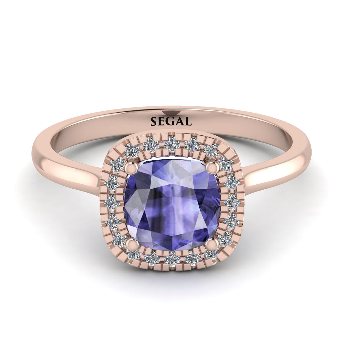 Vintage Classic Halo Cushion Tanzanite Ring - Skylar No. 202