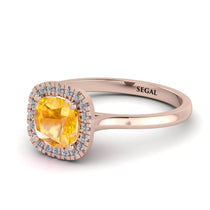 Vintage Classic Halo Cushion Yellow Diamond Ring - Skylar No. 1002 image 1