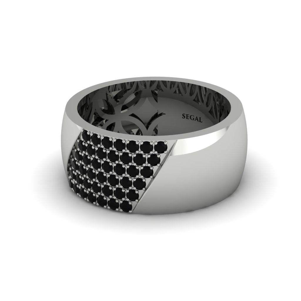 Black Diamond Wide Men's Wedding Band - Ash No. 9