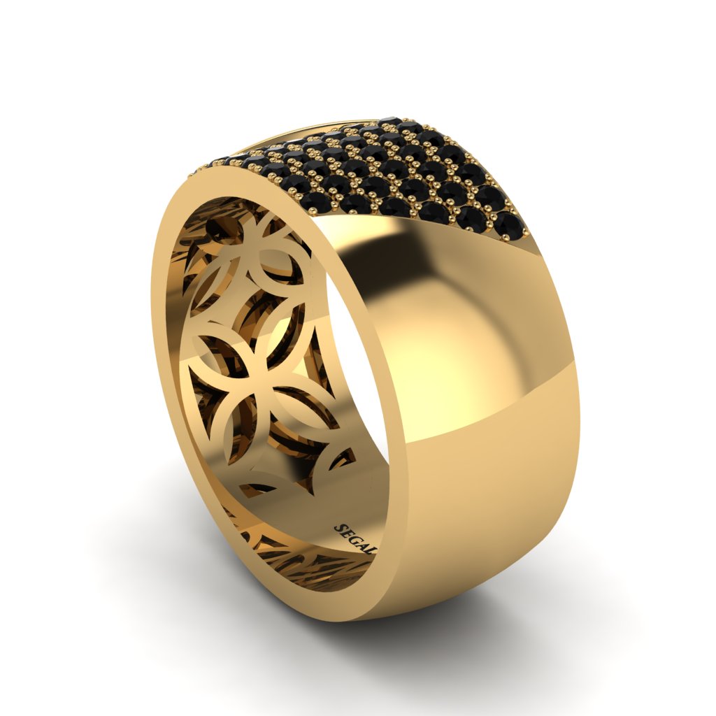 Black Diamond Wide Men's Wedding Band - Ash No. 7