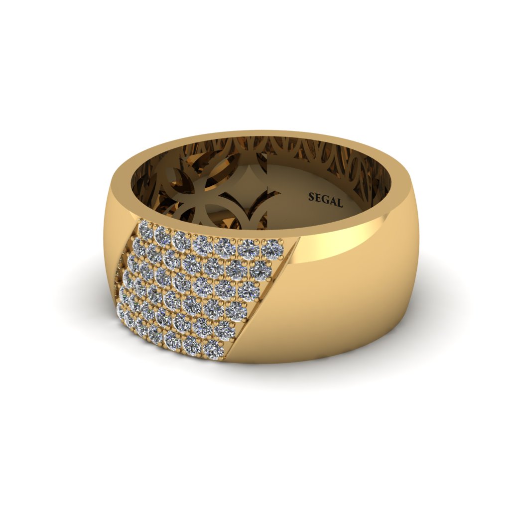 Diamond Wide Men's Wedding Band - Ash No. 1