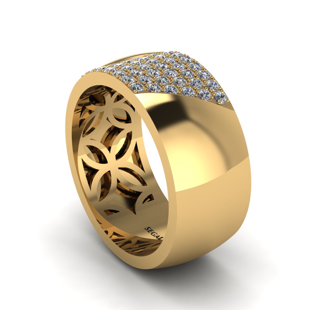 Diamond Wide Men's Wedding Band - Ash No. 1