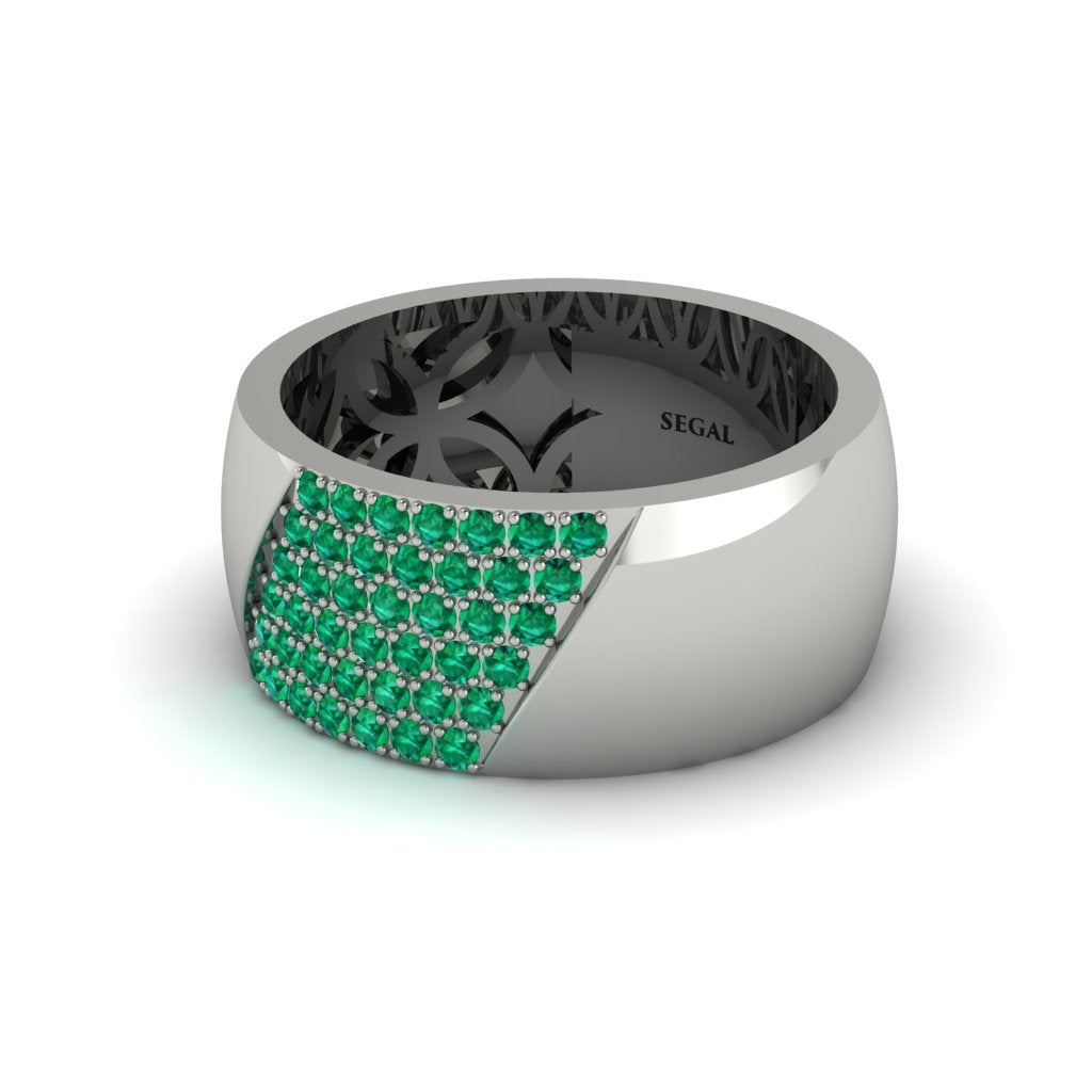 Emerald Wide Men's Wedding Band - Ash No. 6
