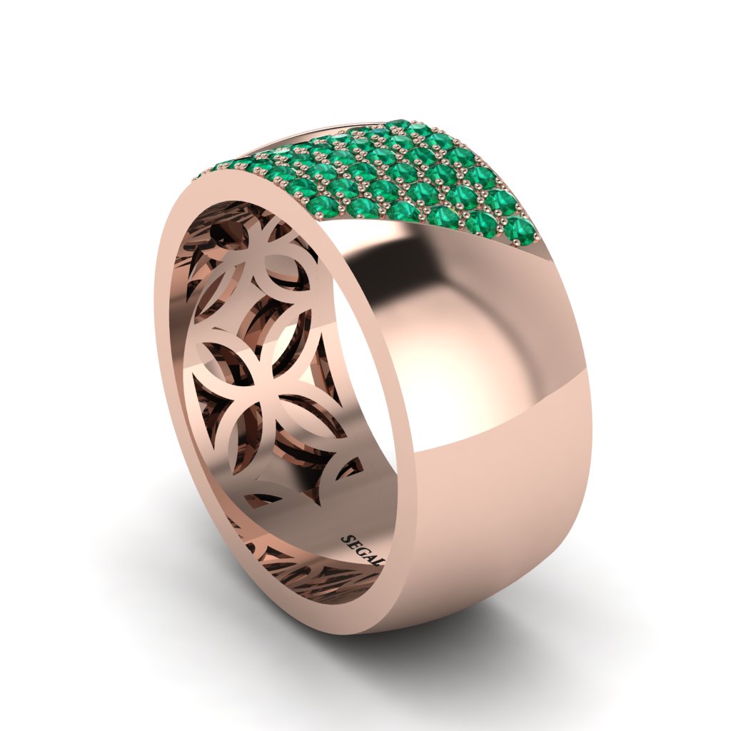 Emerald Wide Men's Wedding Band - Ash No. 5