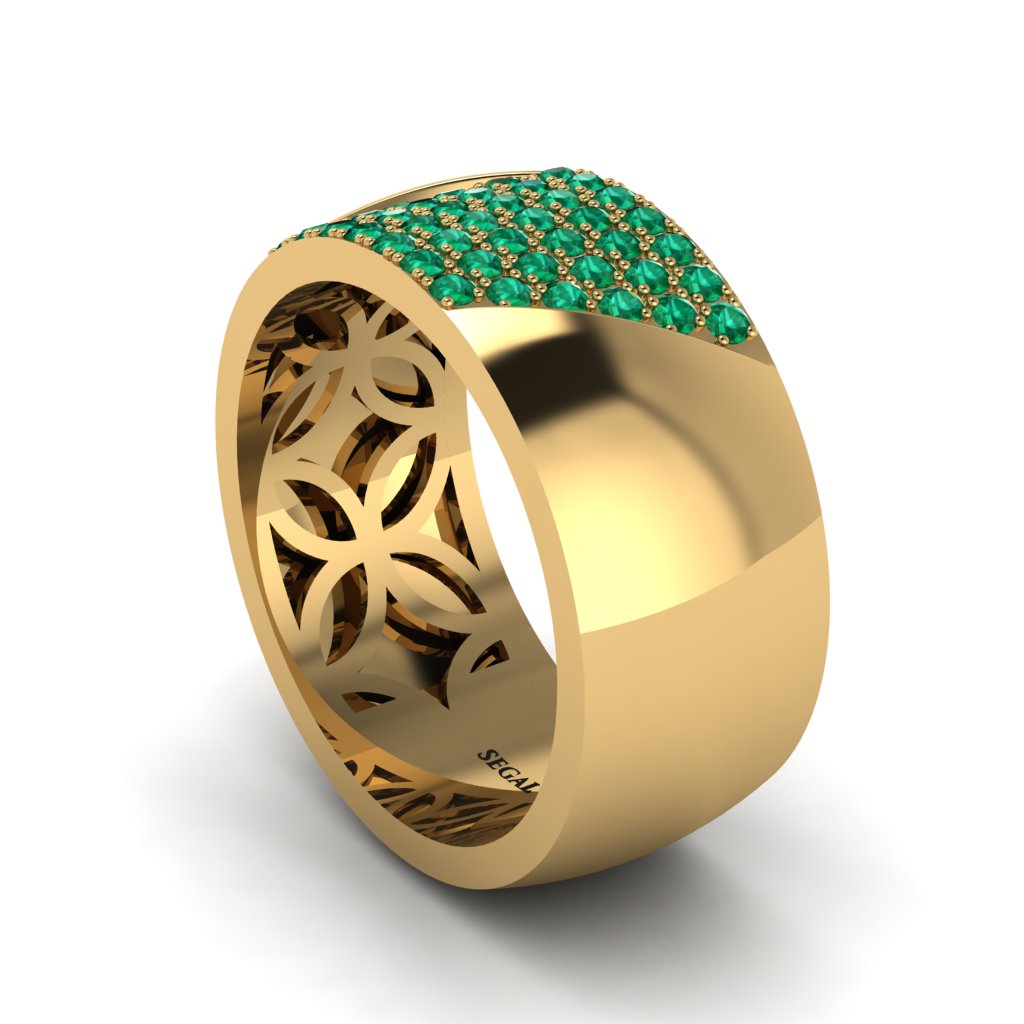 Emerald Wide Men's Wedding Band - Ash No. 4