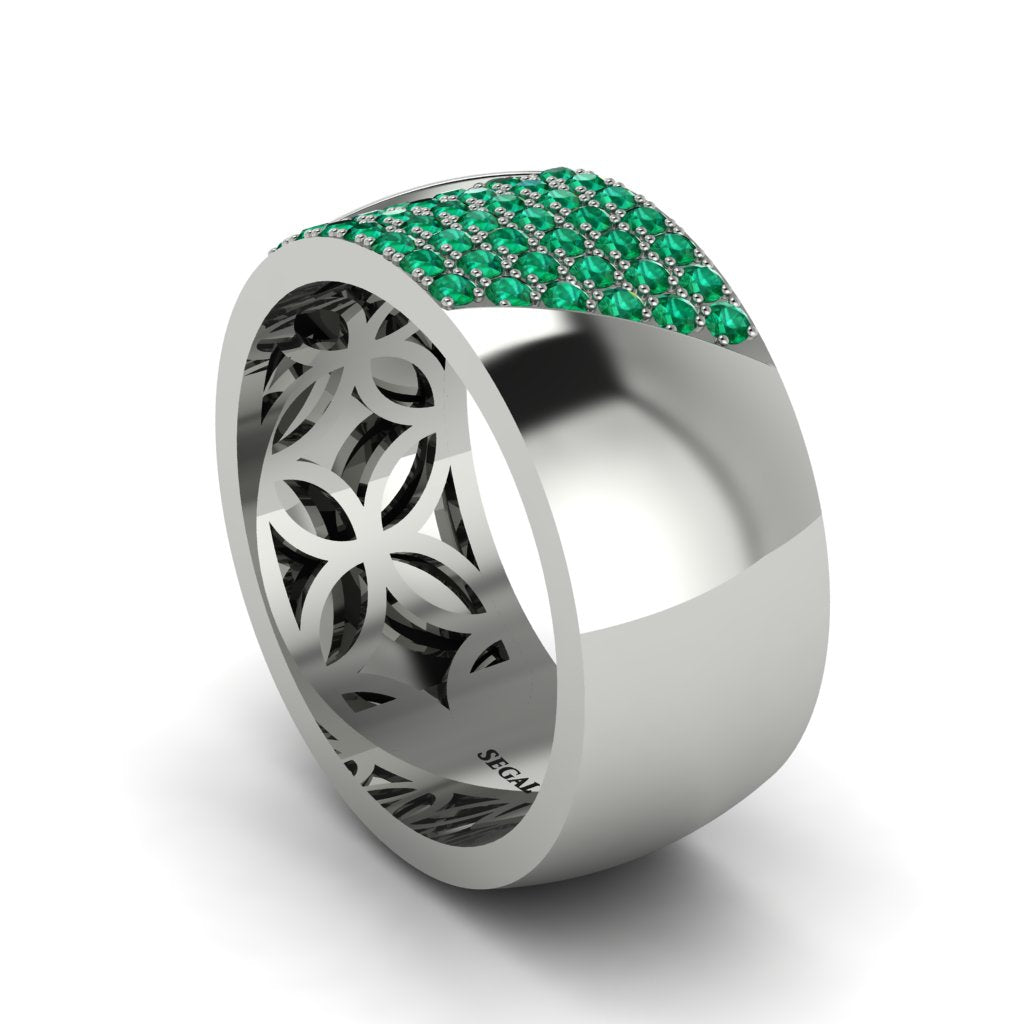Emerald Wide Men's Wedding Band - Ash No. 6
