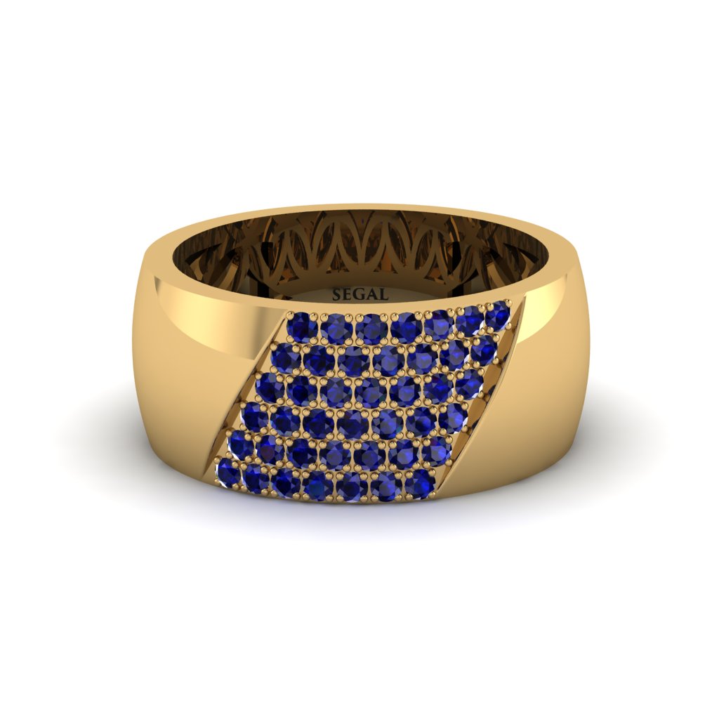 Sapphire Wide Men's Wedding Band - Ash No. 13