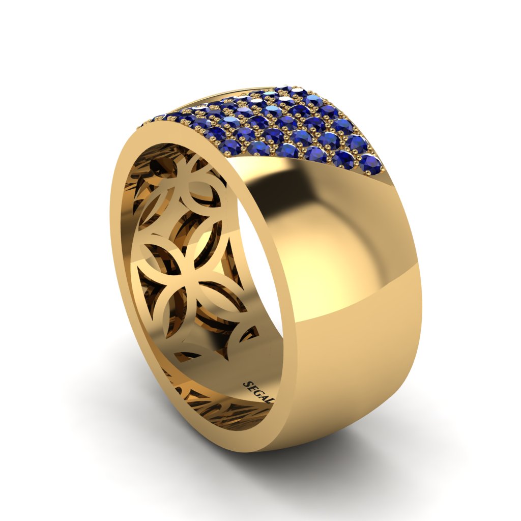 Sapphire Wide Men's Wedding Band - Ash No. 13