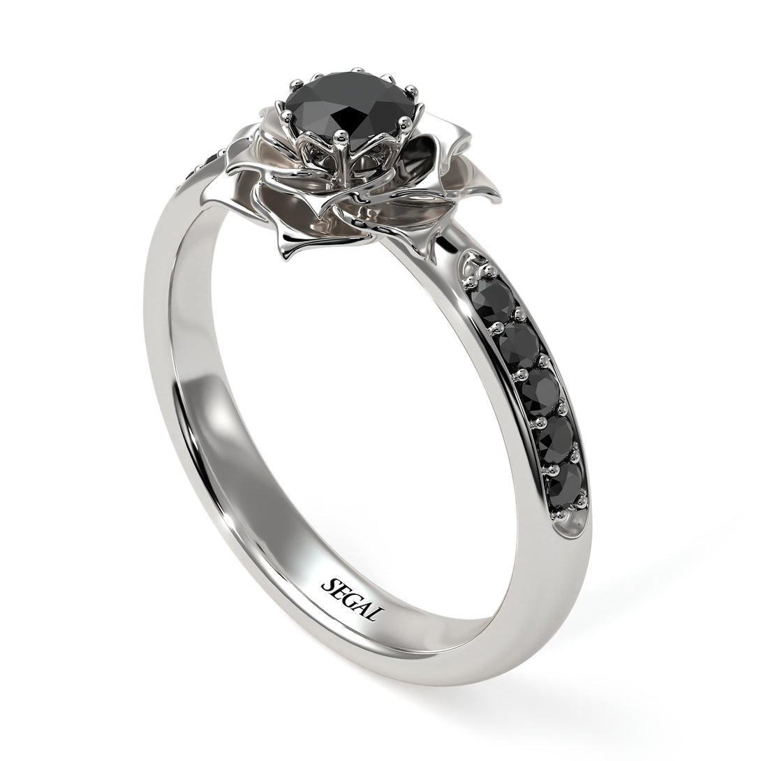 A Lady's Rose Black Diamond Ring - Elena no. 15