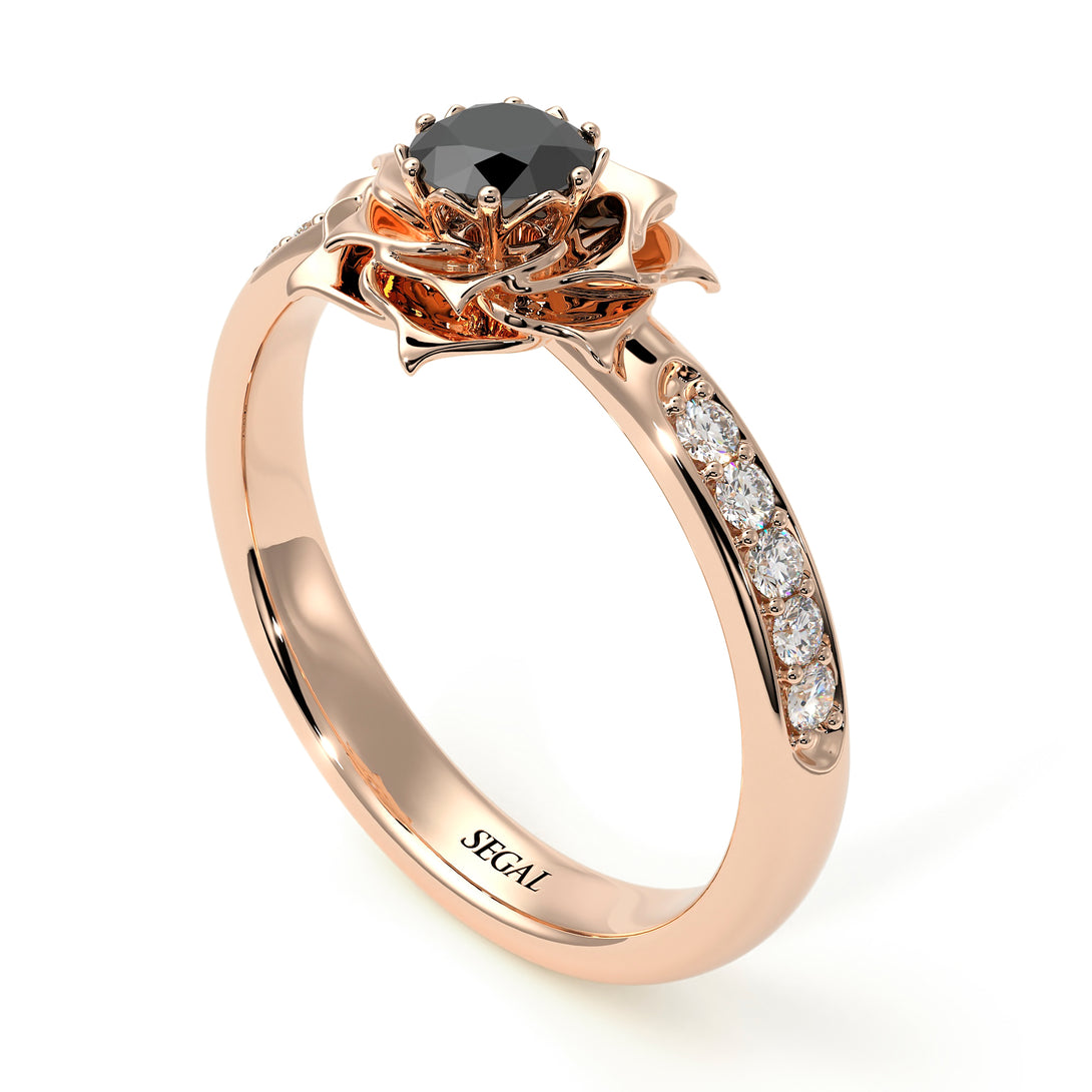 A lady's Rose Black Diamond Ring - Elena no. 29