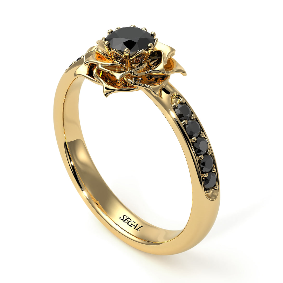 A lady's Rose Black Diamond Ring - Elena no. 13