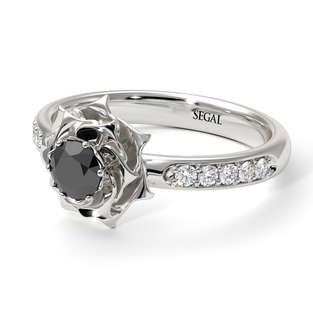 A Lady's Rose Wedding Black Diamond Ring - Elena no. 16