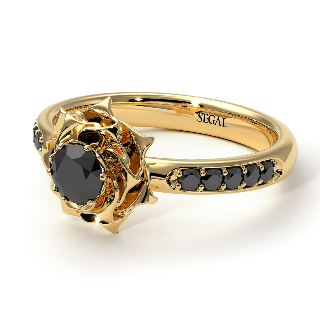 A lady's Rose Black Diamond Ring - Elena no. 13