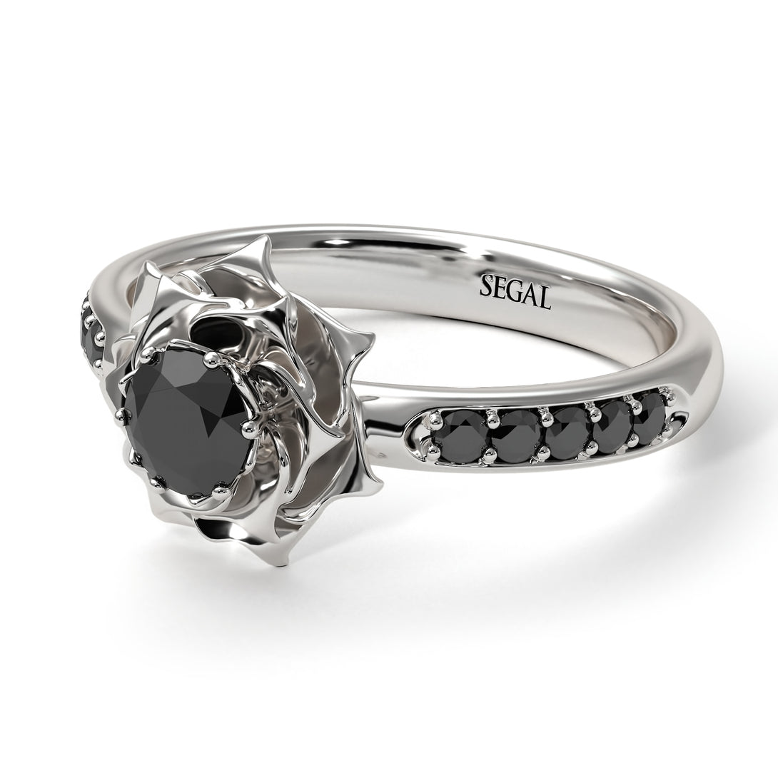 A Lady's Rose Black Diamond Ring - Elena no. 15