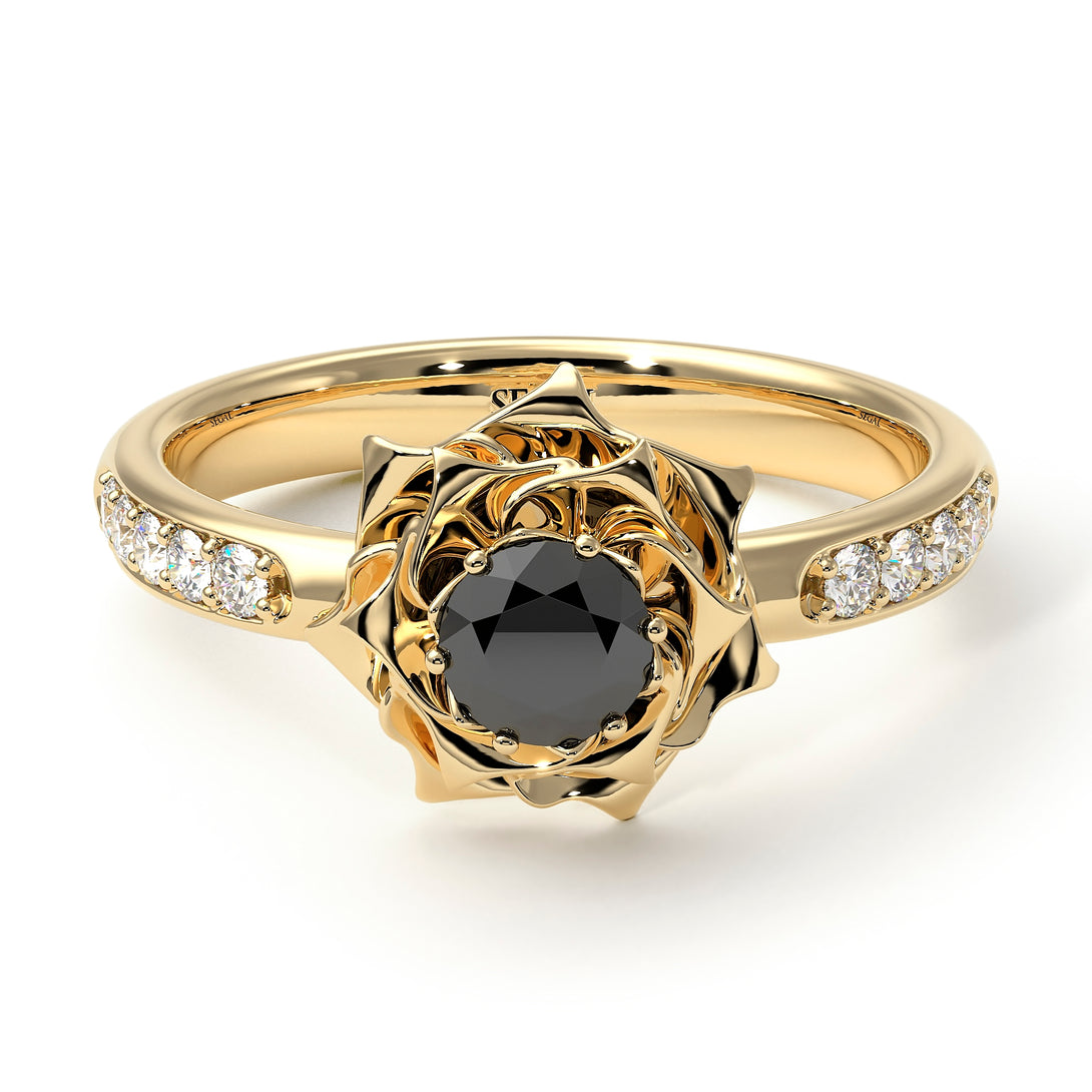 A lady's Rose Black Diamond Ring - Elena no. 28