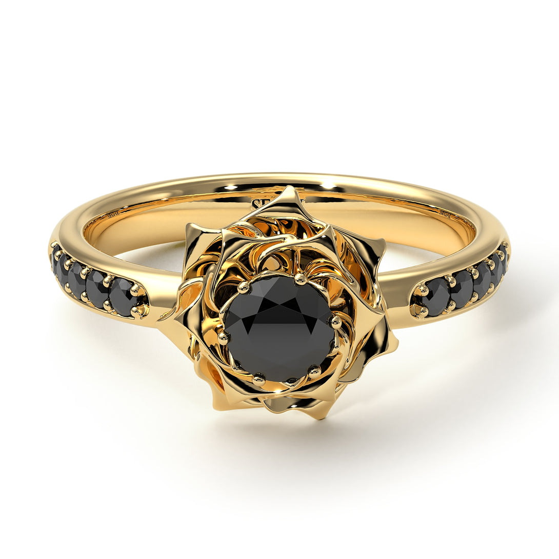 A lady's Rose Black Diamond Ring - Elena no. 13