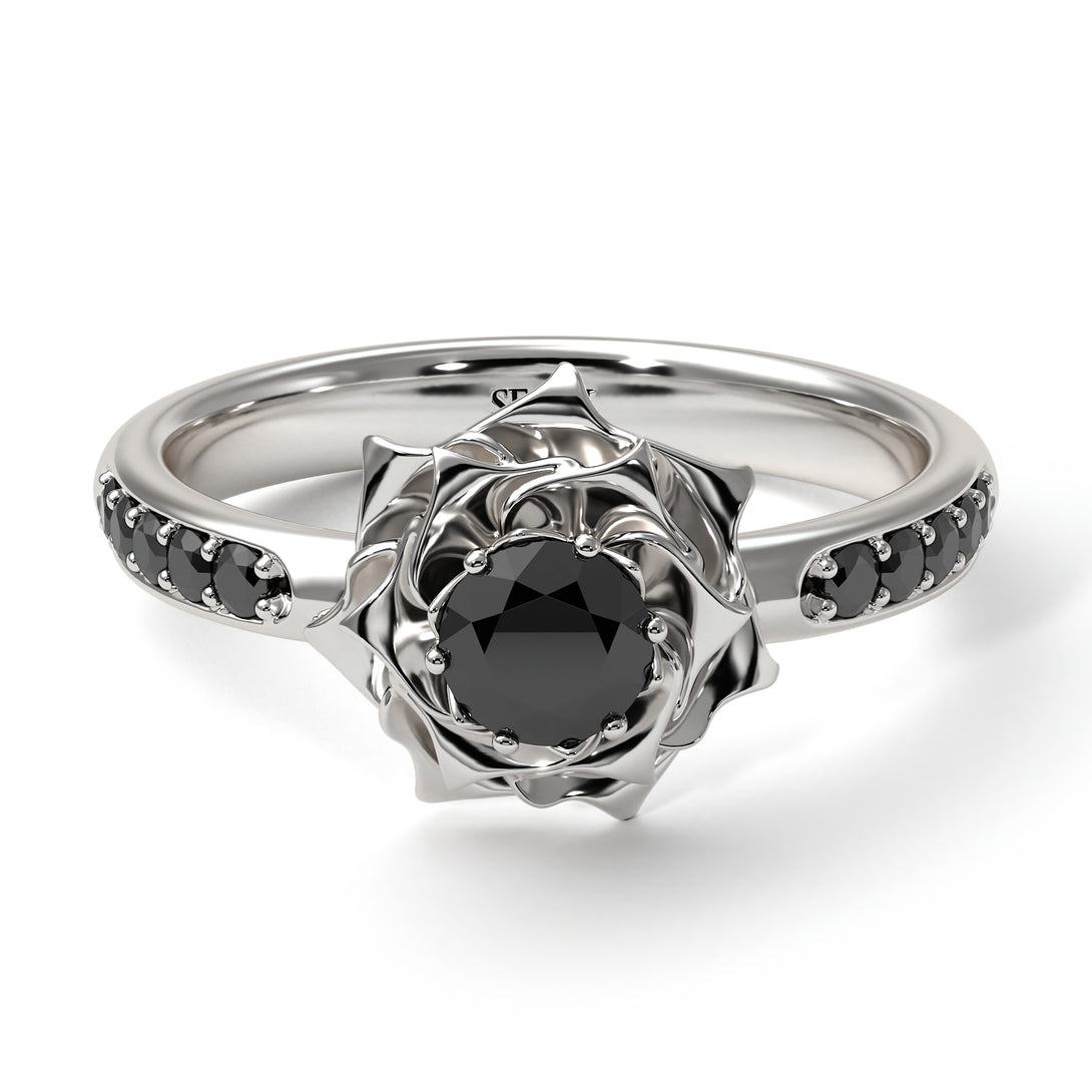 A Lady's Rose Black Diamond Ring - Elena no. 15