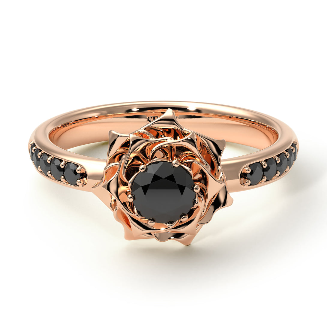 A lady's Rose Black Diamond Ring - Elena no. 14