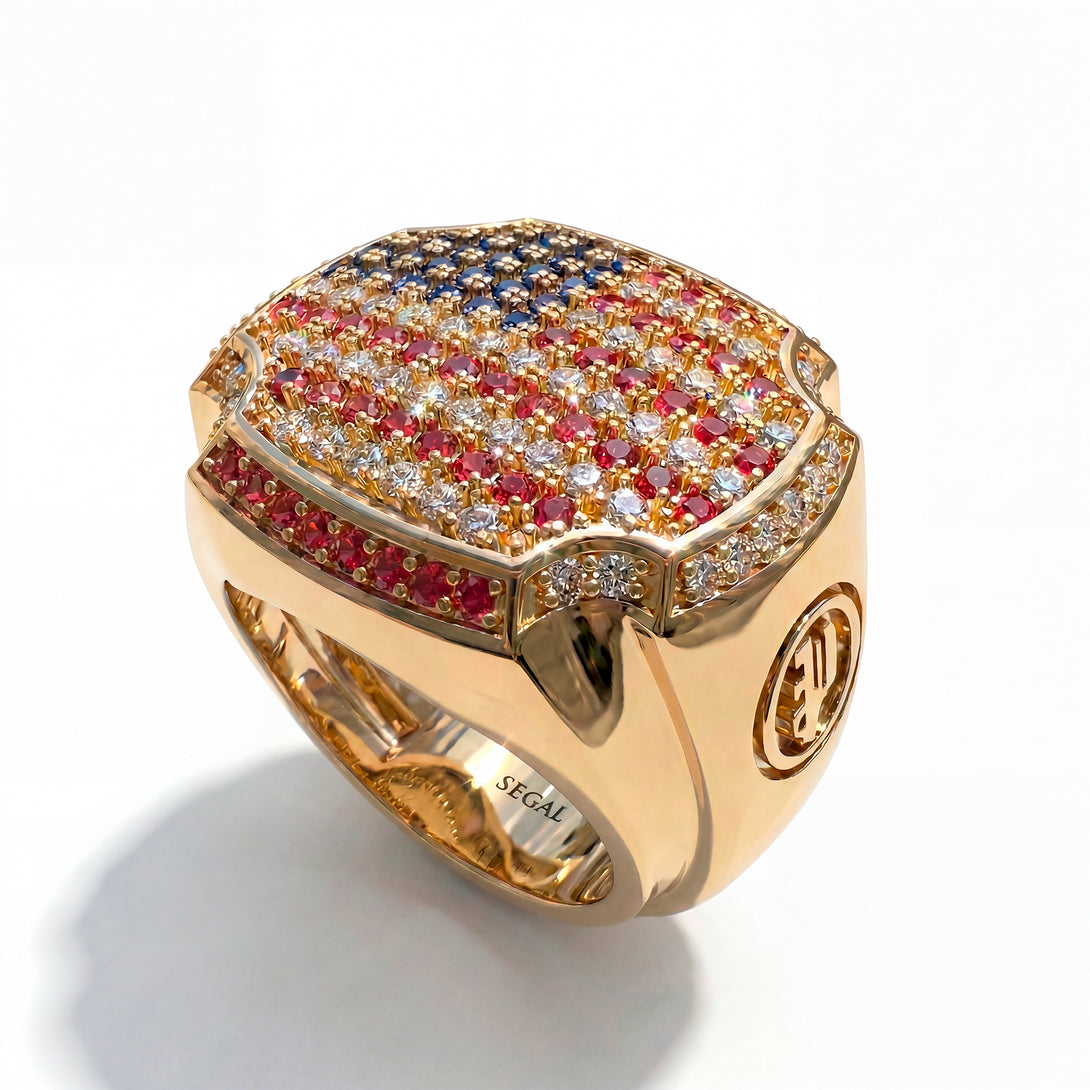 American Flag Men Signet Ring - Carl No. 4